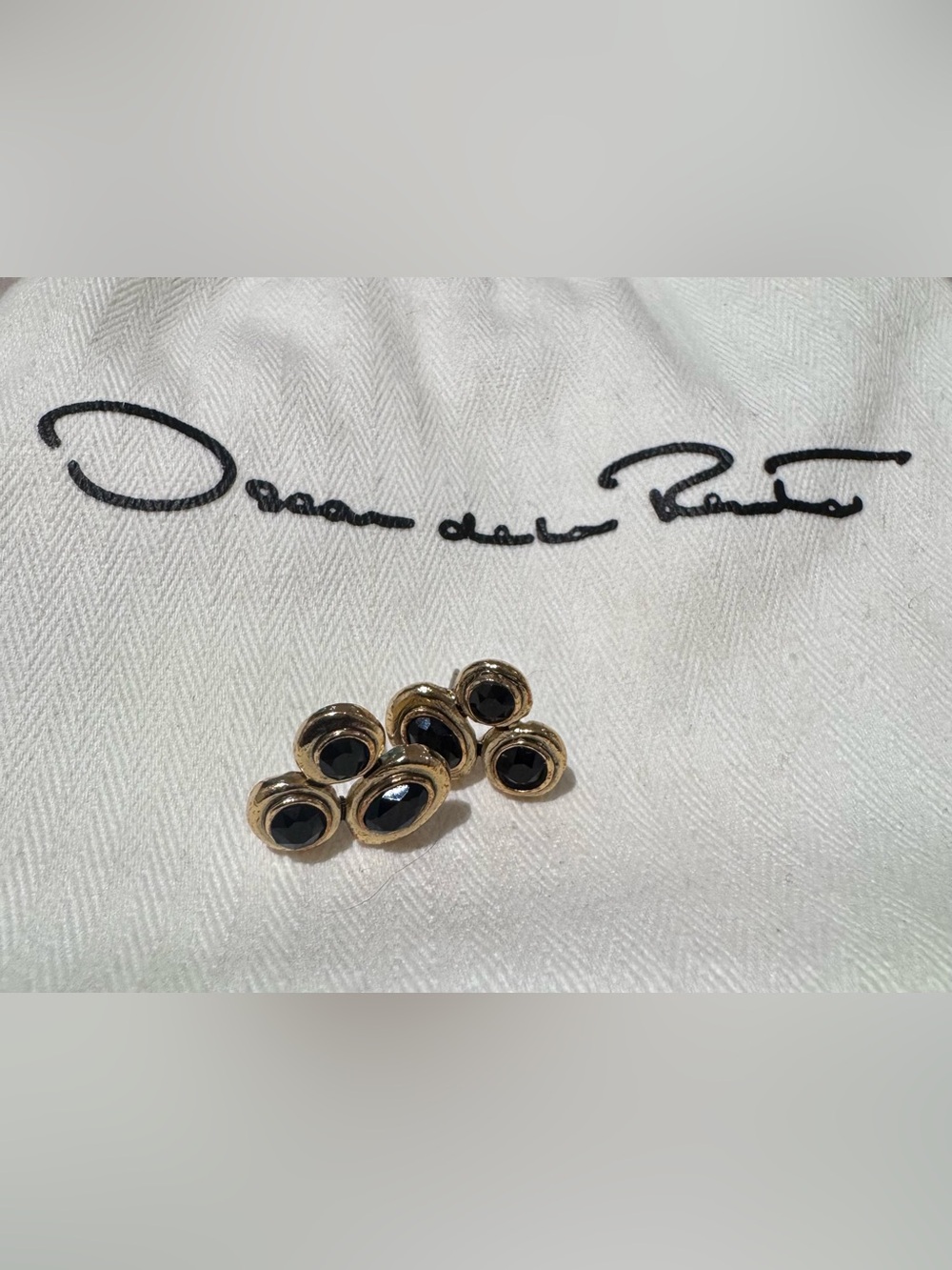 Oscar de la Renta Gold and Black Cluster Earrings